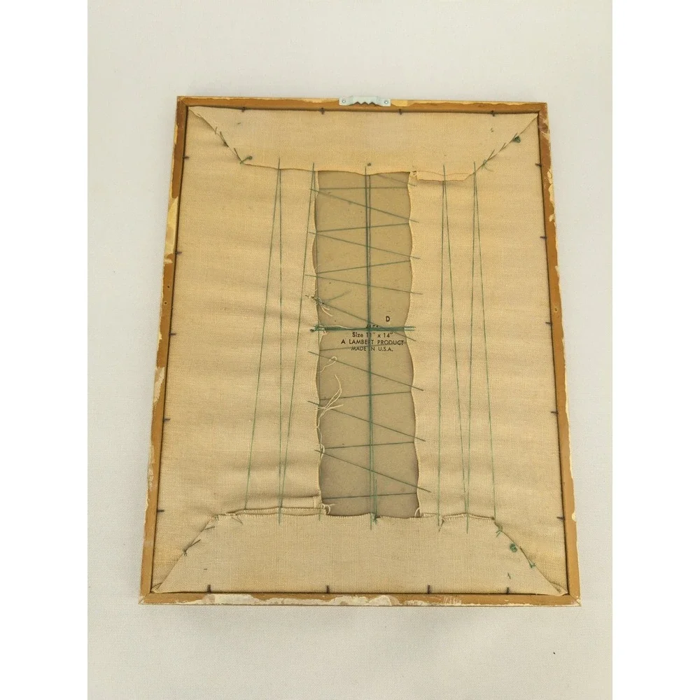 Vintage Cross Stitch Gold Faux Bamboo Frame Home Sweet Home Wall Art